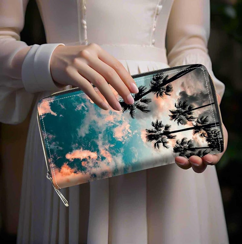 FQTBCEARI Hummingbird Flower Print Women Large Capacity Wallet PU Leather Zipper Clutch Purse for Smart Phone/Card/Coin/Cash - Image 5